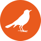 Connect logopdie vogel wit in oranje cirkel logo